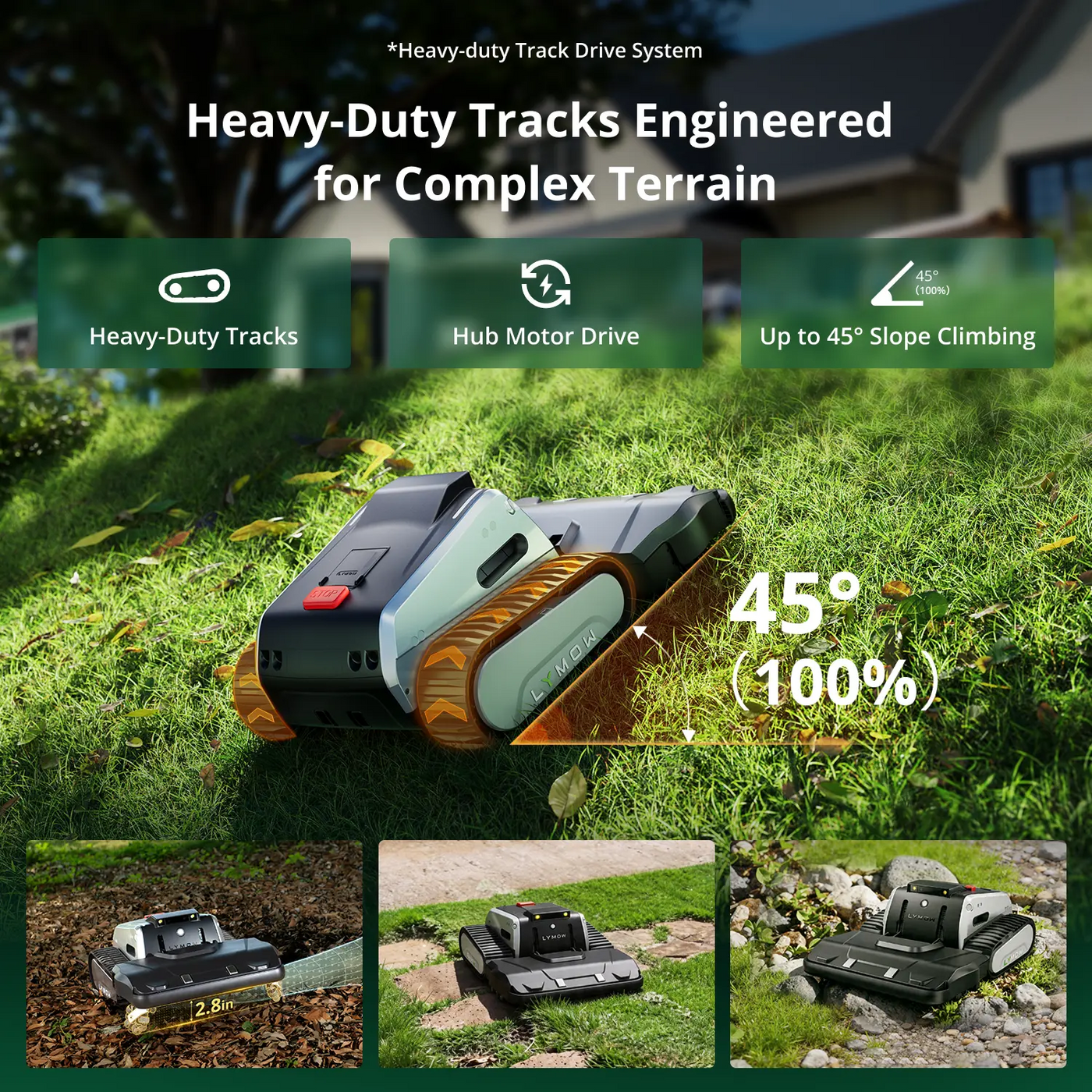 Heavy-duty tracks on the LYMOW One Plus