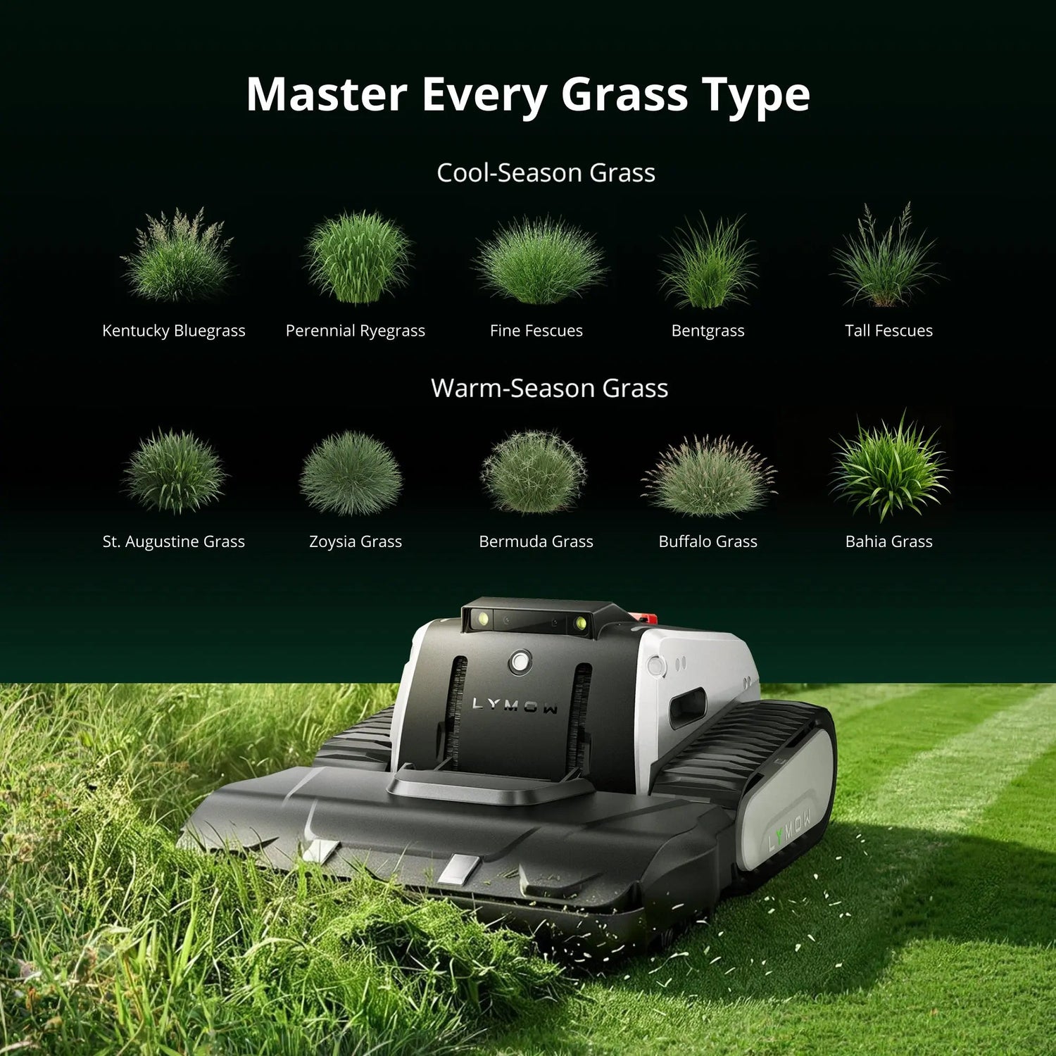Cuts every cool-season and warm-season grass type